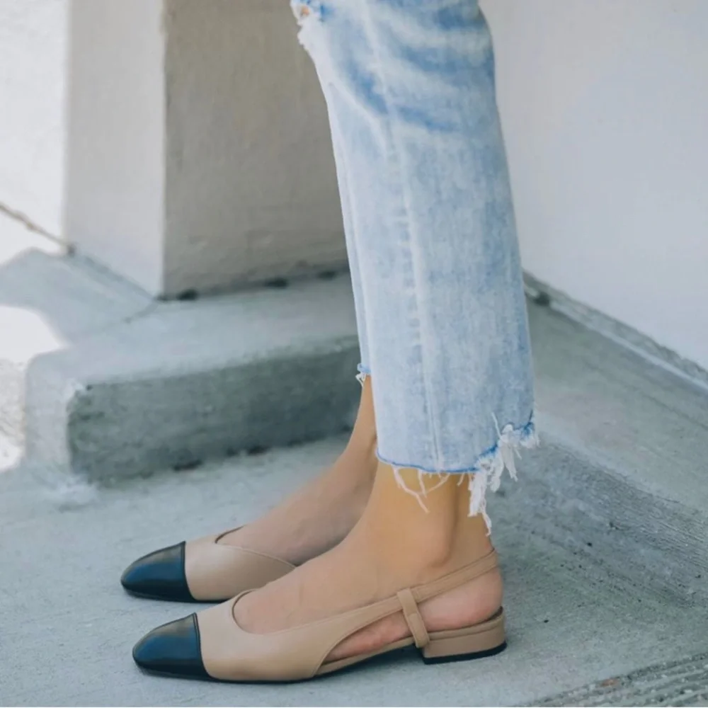 Coco Two Tone Flat Slingback Shoe - Picture 2 of 4